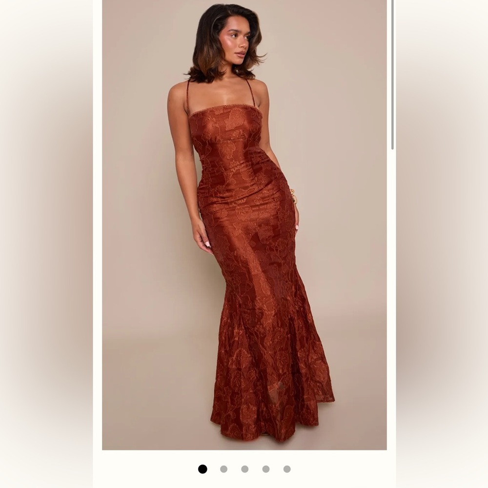 Lace Back Rust Textured Mermaid Dress